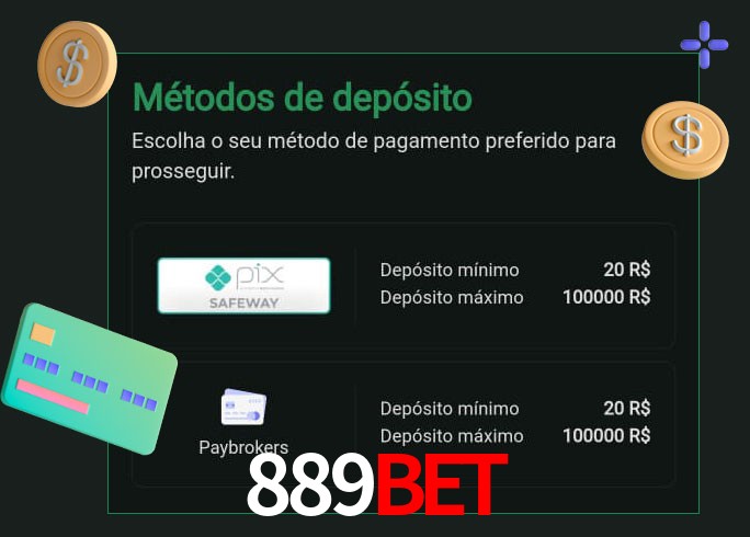 O cassino 889Bet oferece uma grande variedade de métodos de pagamento